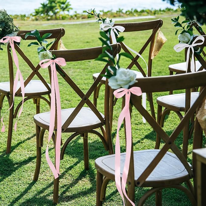 Big Bow with 24 Pcs Chair Ribbon Wedding Aisle Decorations, 78x18 inch Giant Bow - Image 5