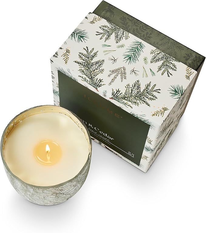 ILLUME Large Boxed Crackle Glass Candle, Balsam & Cedar - Image 6