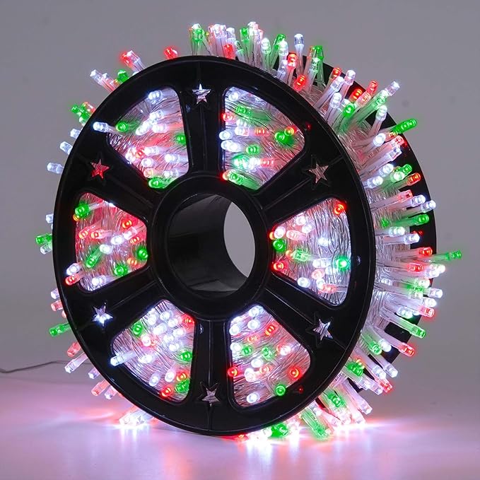 JMEXSUSS 500 LED Red White and Green Christmas Lights, 8 Modes 163ft String by JMEXSUSS