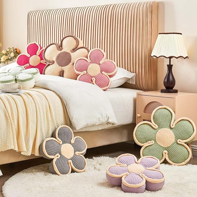 Flower Shaped Floor Cushion & Decorative Throw Pillow, Soft Plush Seating - Image 5