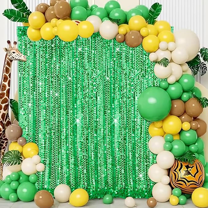 2 Packs 4x8FT Green Sequin Backdrop Curtains Glitter Background Graduation - Image 5