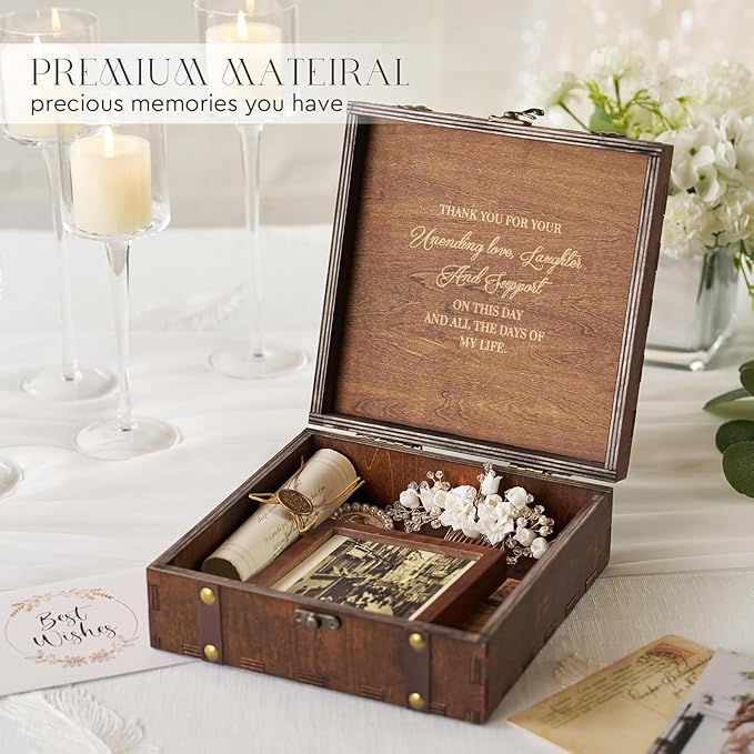 AW BRIDAL Keepsake Box Wood Memory Box - Image 4