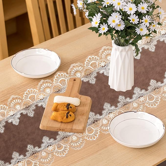 Vintage Lace Dining Table Runner, 108 Inches Macrame Coffee Table Runners - Image 3