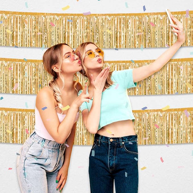 4 Pack 10 Feet Rainbow Foil Fringe Garland Metallic Tinsel Streamers Banner - Image 5