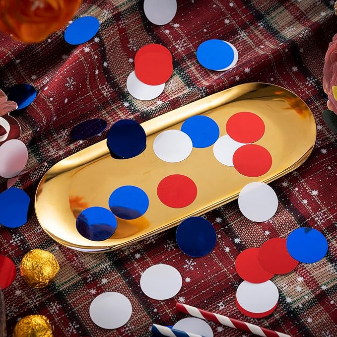 Red White Blue Table Confetti Party Decorations Metallic Circle Dot Confetti - Image 2