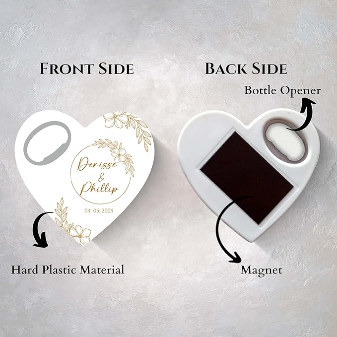 Wedding Bottle Opener Favors for Guests in Bulk, Hearts Shape Bottle Opener - Image 6