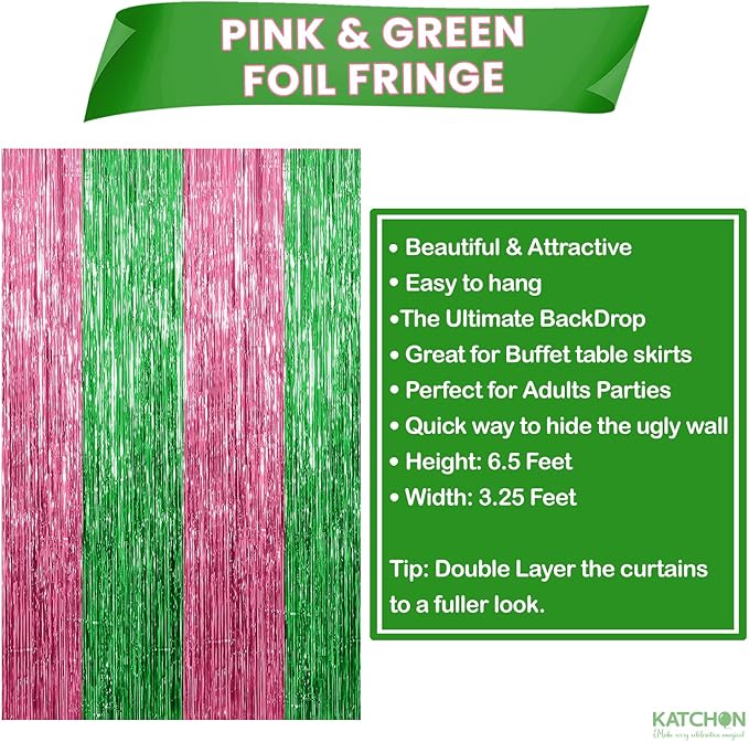 KatchOn, XtraLarge Green and Pink Fringe Backdrop, One in A Melon Party - Image 3