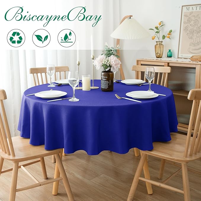Biscaynebay Textured Fabric Round Tablecloths 60" - Image 2