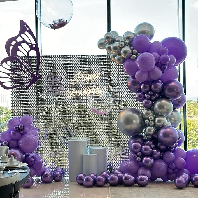 90pack Metallic Purple Balloons Different Size 18/12/10/5 Inch Metallic Purple - Image 6