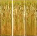 TONIFUL 3Pcs Laser Gold Door Streamers, Metallic Foil Fringe Curtains by TONIFUL