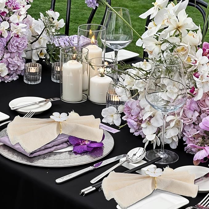 10 Pack White Floral Napkin Rings, 1.6x1.65 inch Elegant Metal Holders Ornament - Image 7