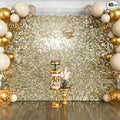 Qcity Light Gold Shimmer Wall Backdrop 48PCS, Square Sequin Glitter Backdrop by QCITY