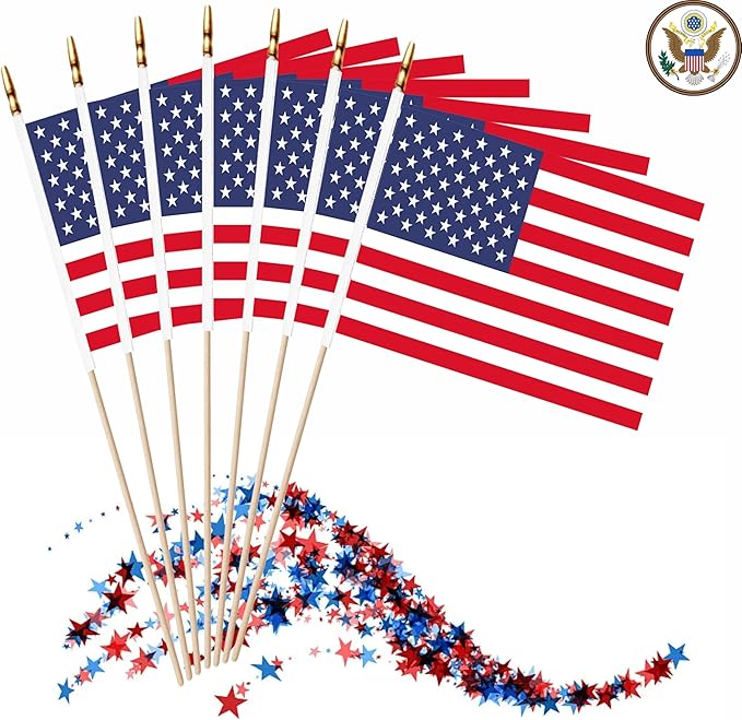 20 Pack US American Mini Stick Flags USA Small Miniature Handheld Flag - Image 5