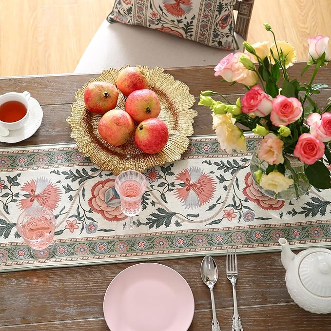 ISAENNE Designer Vintage Linen Extra Long Table Runner 118 Inches, Elegant - Image 8