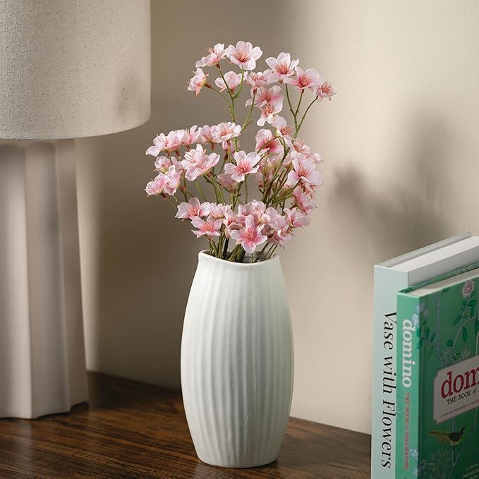 Sullivans Ceramic Textured White Vase, Minimalist Decoration - Image 2