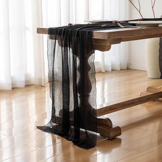 Black Table Runner Cheesecloth Gauze Rustic Premium Cotton Cheese Cloth Table - Image 3