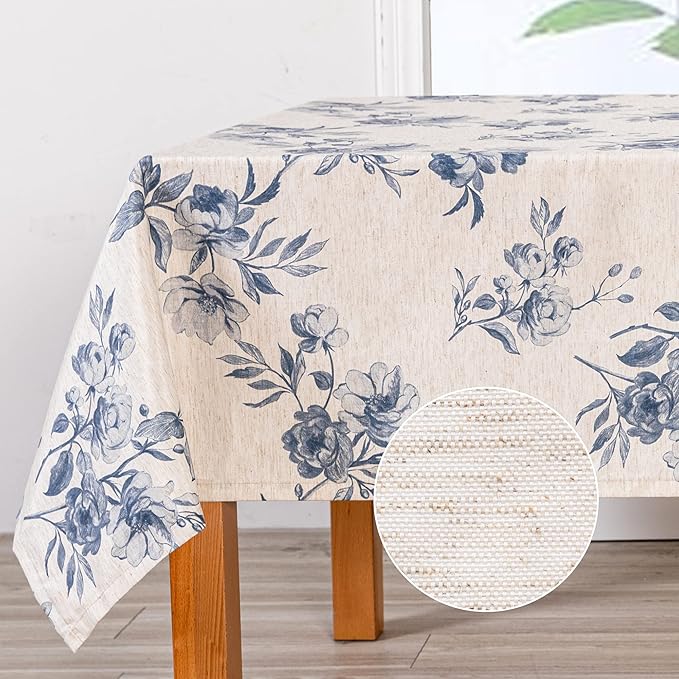 MYSKY HOME Rectangle Tablecloth 60x120 Inches, Linen Farmhouse Tablecloths by MYSKYHOME