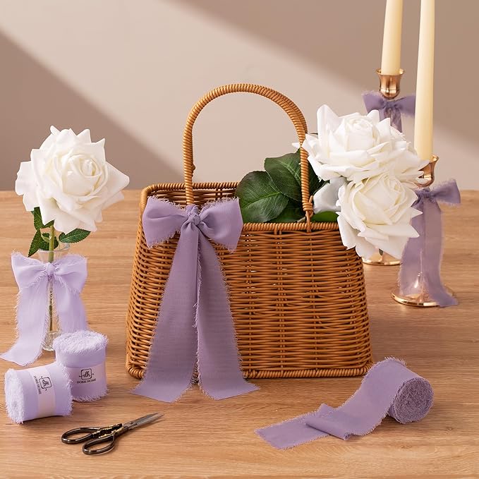 DORIS HOME Light Purple Chiffon Ribbon - Image 6