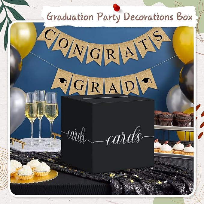 QIKSION Black Wedding Card Box, Wedding Reception, Graduation, Baby Shower - Image 5