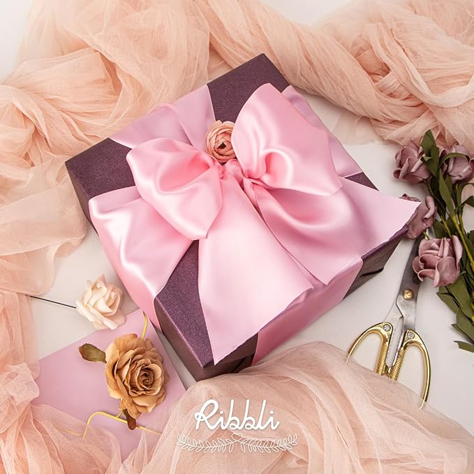 Ribbli Pink Satin Ribbon 4 Inch Wide Pink Ribbon - Image 2