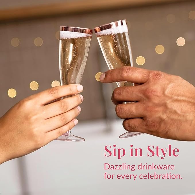 Prestee Set of 24 Plastic Champagne Flutes Disposable - Image 4
