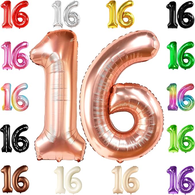 KatchOn, Rose Gold 16 Balloon Numbers by KatchOn