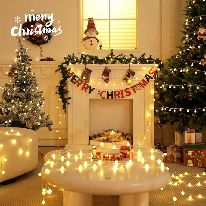LORRYTE Connectable 43FT 100LED Globe String Lights | 8 Modes Warm White - Image 2