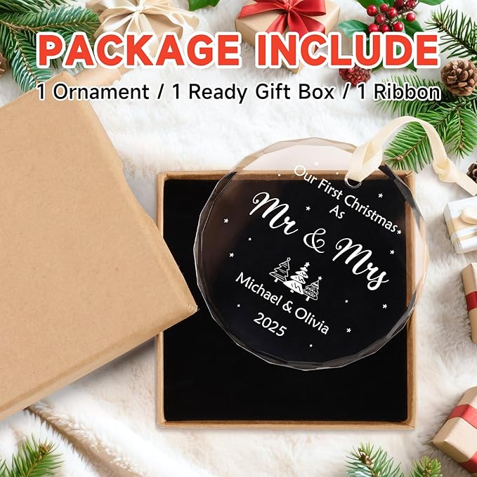 Personalized First Christmas Married Ornament, Custom Engaged Christmas - Image 7