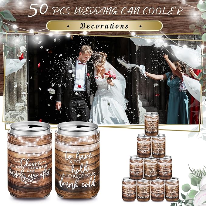 50 Pieces Wedding Can Cooler Bulk Engagement Party Favors - Image 3