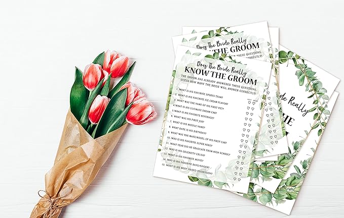 Bridal Shower Game Cards, Bride Really Know Groom Game, Tropical Jungle Theme - Image 4