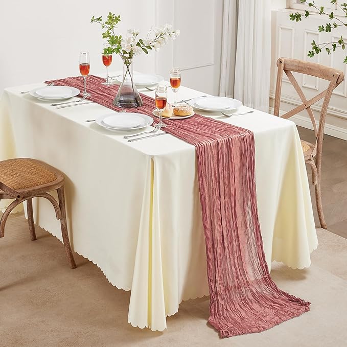 6 Pack Rose Cheesecloth Table Runner 10FT Long Boho Gauze Table Runner Rustic - Image 7
