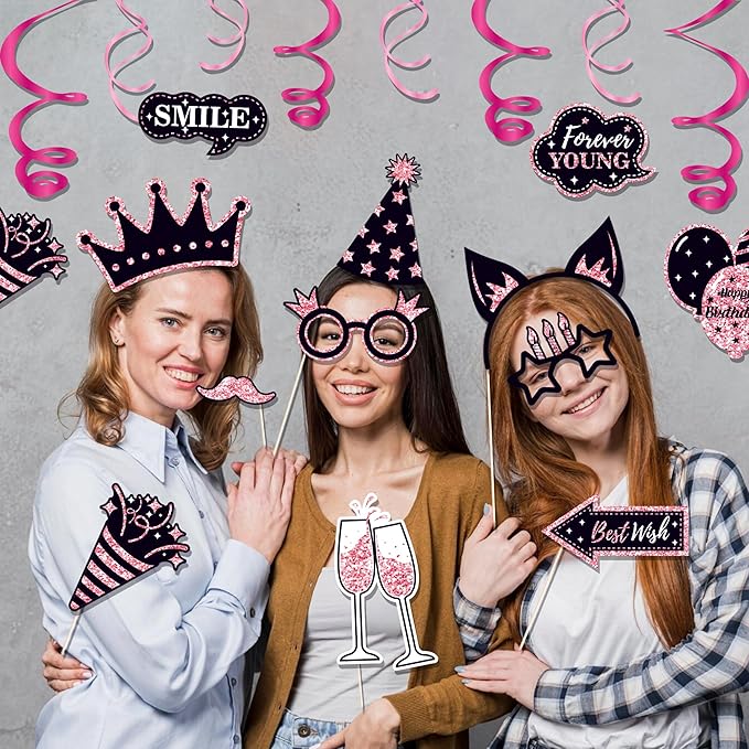 36 PCS Birthday Photo Booth Props Party Supplies Holiday Picture Decorations - Image 4