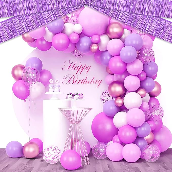 4 Pack 10 Feet Light Purple Foil Fringe Garland Metallic Tinsel Streamers - Image 3