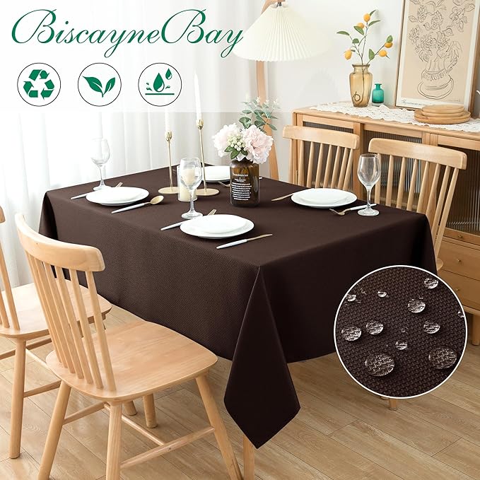 Biscaynebay Textured Fabric Tablecloths 70x108 Inches Rectangular, Wedding and - Image 2