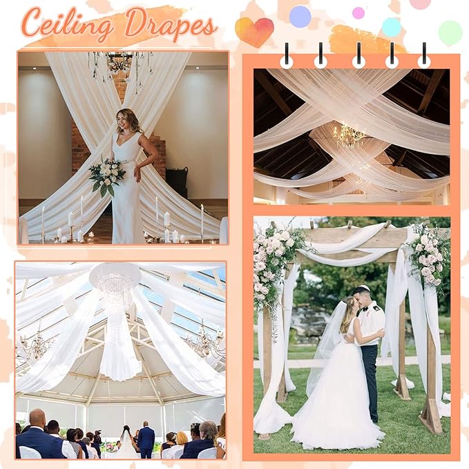 FUHSY 5FTx30FT Wedding Ceiling Drapes White Ceiling Drapes - Image 6