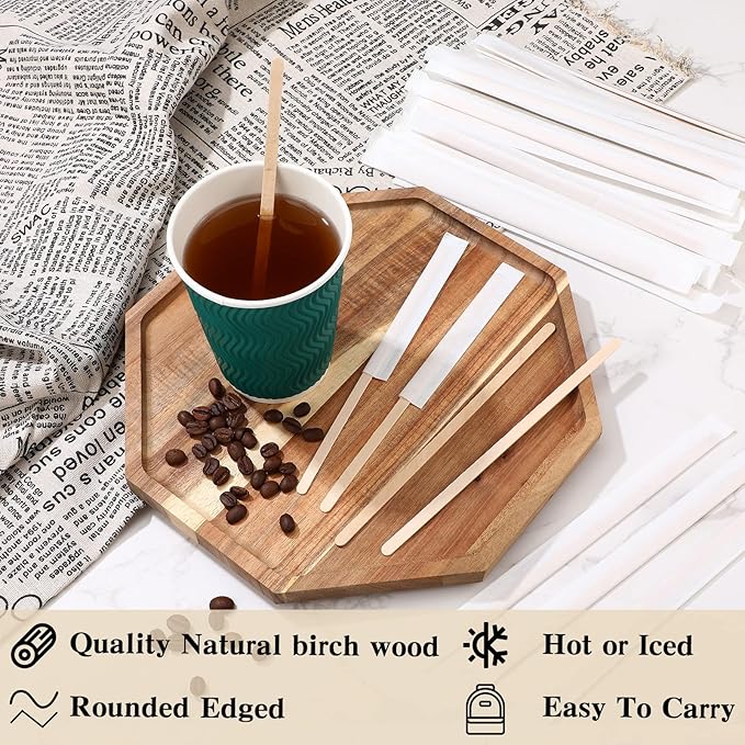 2000 Pcs Individually Wrapped Wooden Coffee Stirrers, Disposable Coffee Stir - Image 4