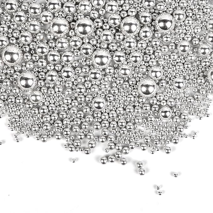Edible Silver Pearl Sugar Sprinkles, Mix Size, 180g/6.35oz, Cake Decorations - Image 3