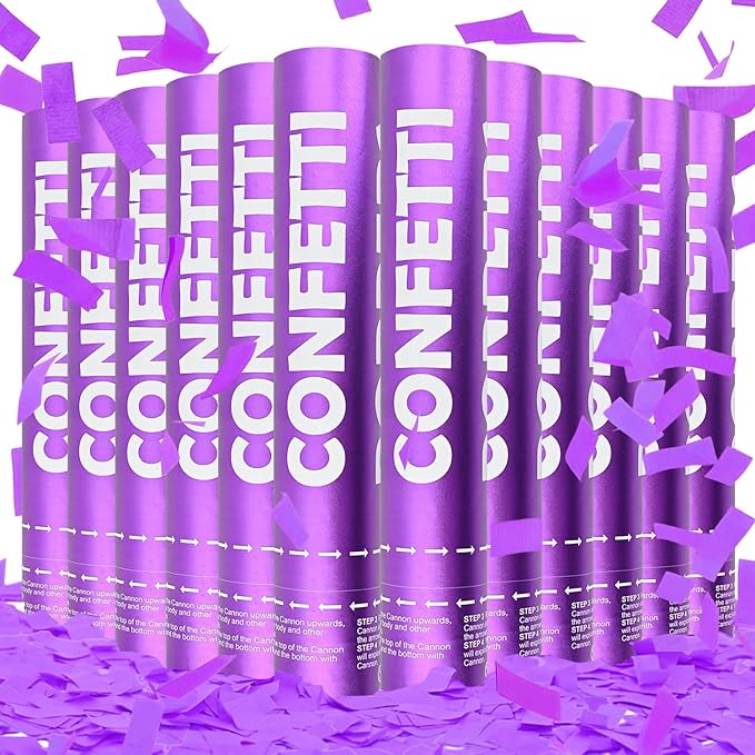 Confetti Cannon 12Pack Purple Biodegradable Cannon Poopers 12Inch Purple Party by Unknown