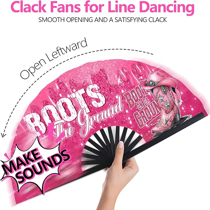 Boots On The Ground Hand Fan, Where Them Fans At Folding Fans, Clapping - Image 2