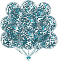 50pcs Peacock Blue Foil Confetti Balloons, 12 inch Latex Balloon by KALOR