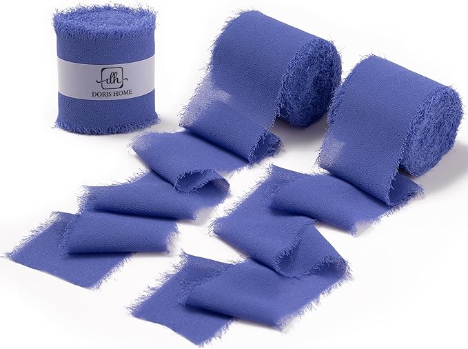DORIS HOME Electric Blue Chiffon Ribbon by DorisHome