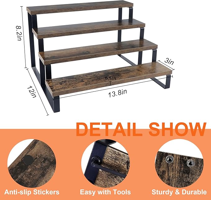 Wood Rustic Cupcake Stand, 4 Tier Stepped Cupcakes Stand, Wooden Display Stand - Image 3