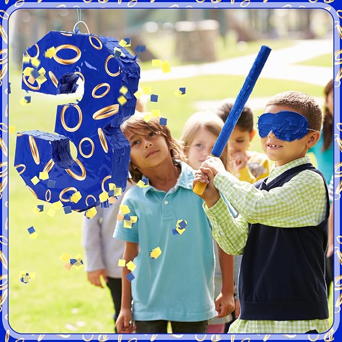 Number 3 Blue and Golden Rings Piñata - Image 7