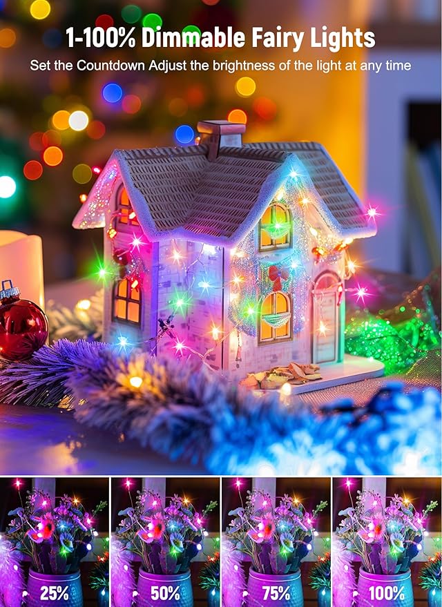 Smart Fairy Lights Plug in, 2 Pack 33FT 100LEDs USB Bluetooth Twinkle Lights - Image 4