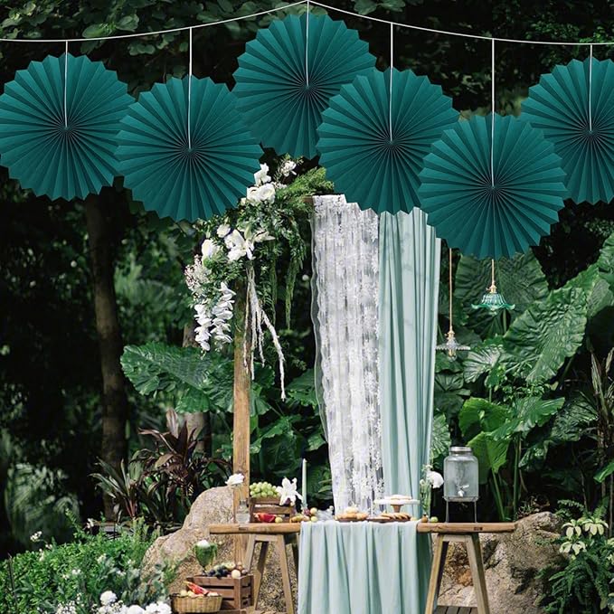 Green Birthday Decorations, DIY Green Paper Fans Hanging Decoration, Party - Image 4
