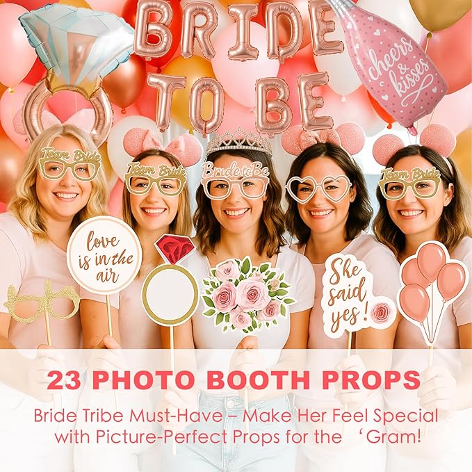 168PCS Bridal Shower Decorations Kit – Rose Gold Bachelorette Party Supplies - Image 5