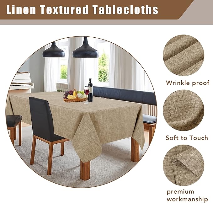 Fitable Faux Linen Tablecloth Rectangle 60 x 120 Inch - Image 3