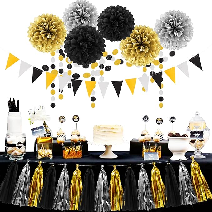 Silver Black Gold Party Decorations - Image 4