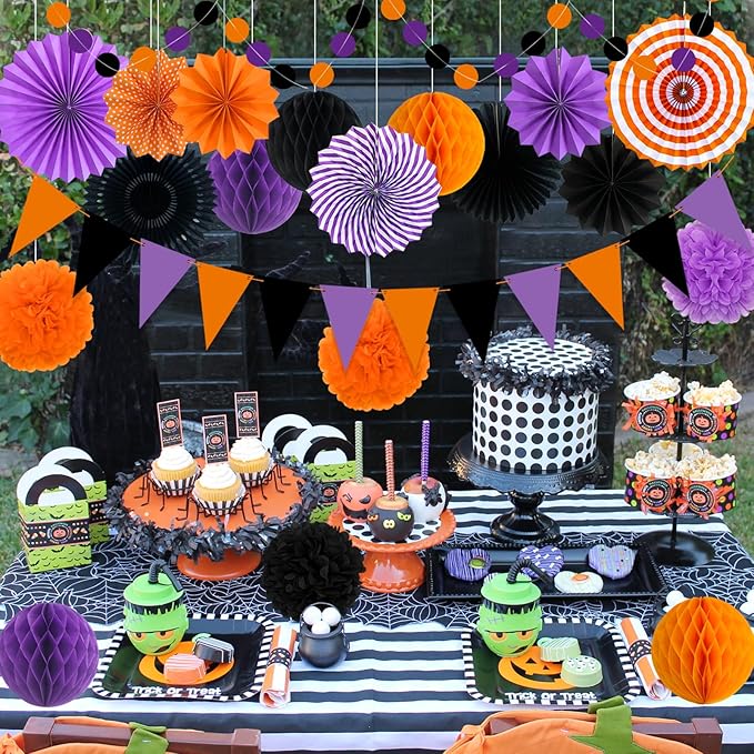 Halloween Party Decorations Paper Fans, Graduation Season Hanging Glitter - Image 4