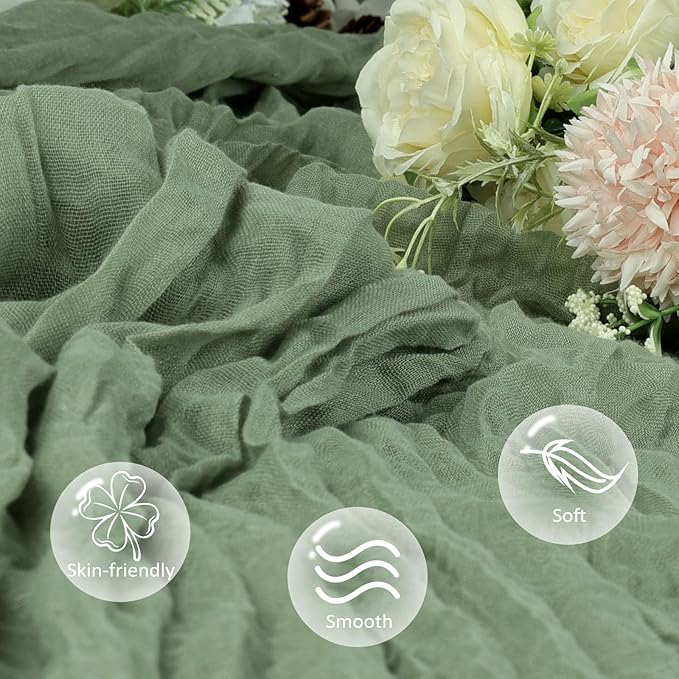 12 Pack Sage Green Cheesecloth Table Runner 10ft Boho Gauze Fabric Cheese Cloth - Image 4